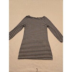 HIP Striped Women’s Size Medium 3/4 Sleeve Grey/Black Shirt Elbow Pad Look